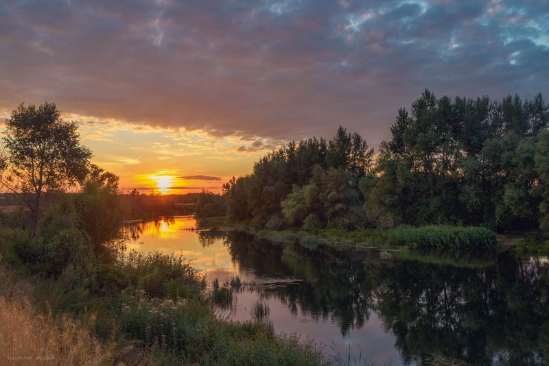 лето, вечер, закат, река урал, оренбургская область Июльский закатphoto preview
