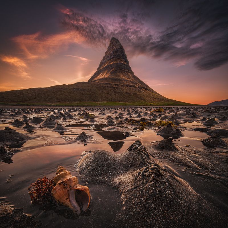 iceland, lugworms, sandworms, sunset, sand, kirkjufell, worms In front of the beast\'s lairphoto preview
