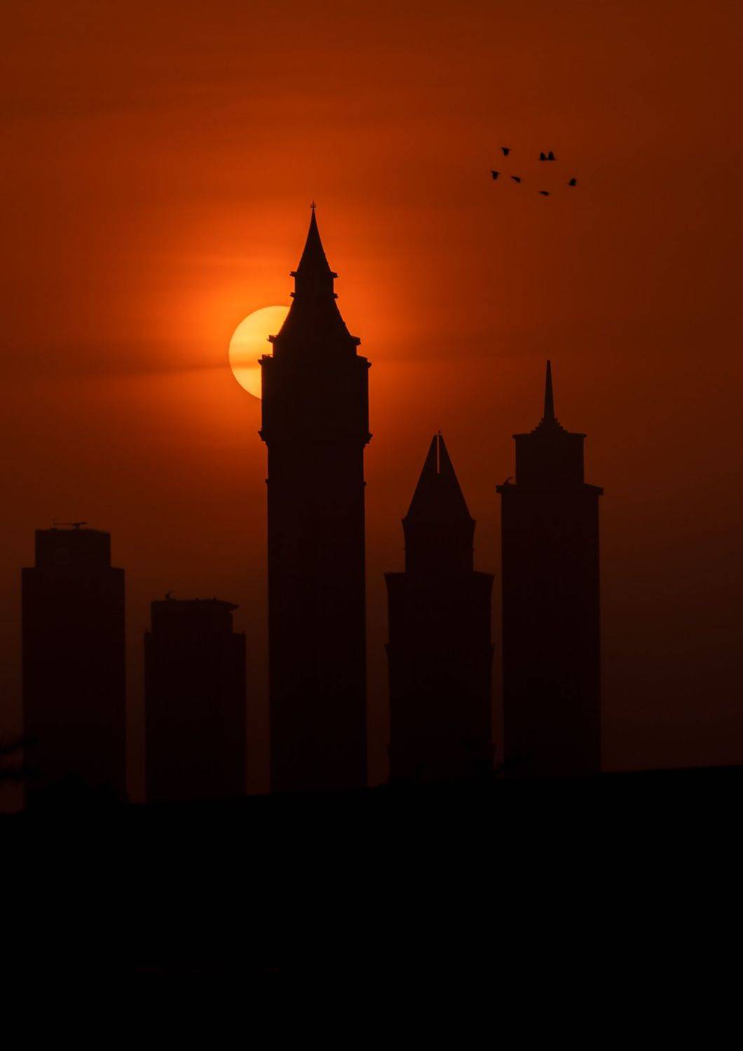 dubai, sun, sunset, silouhett, city, skyscrapers, Bevzenko Roman