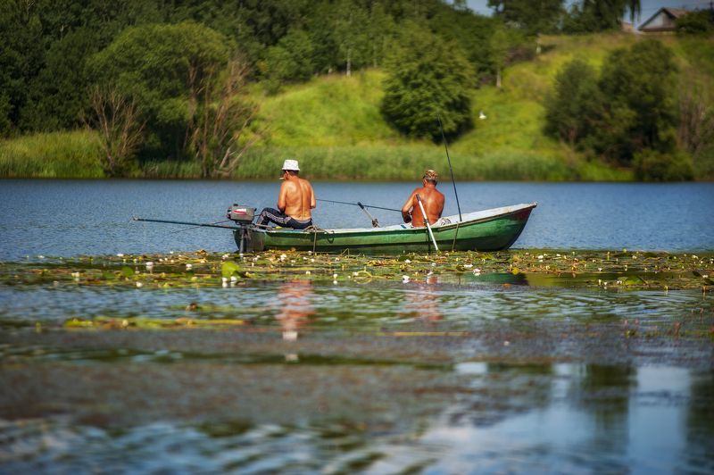 россиия, река,кувшинки, рыбаки,лето, природа, пейзаж, деревня  Клевое местоphoto preview