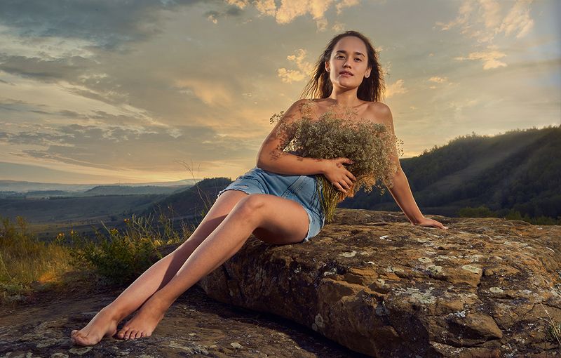 девушка, закат, рассвет, природа, лето ***photo preview