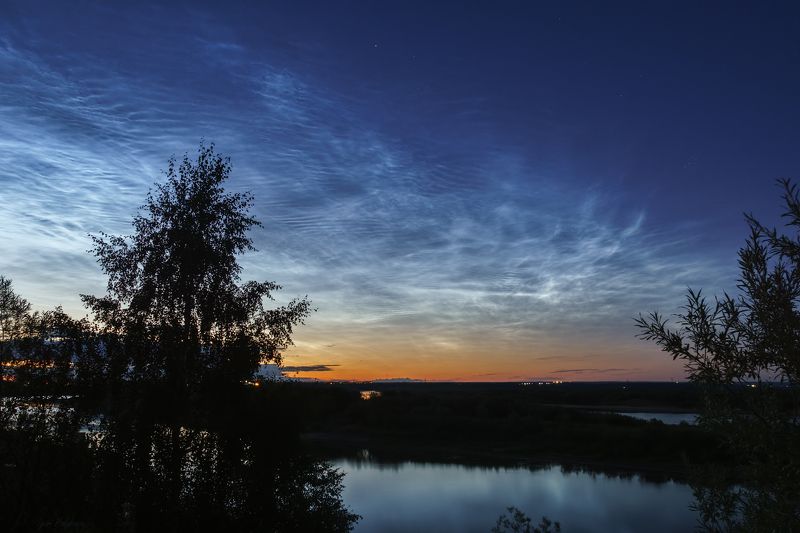 серебристые облака, печора, ночь Серебристые облака ночной Печорыphoto preview