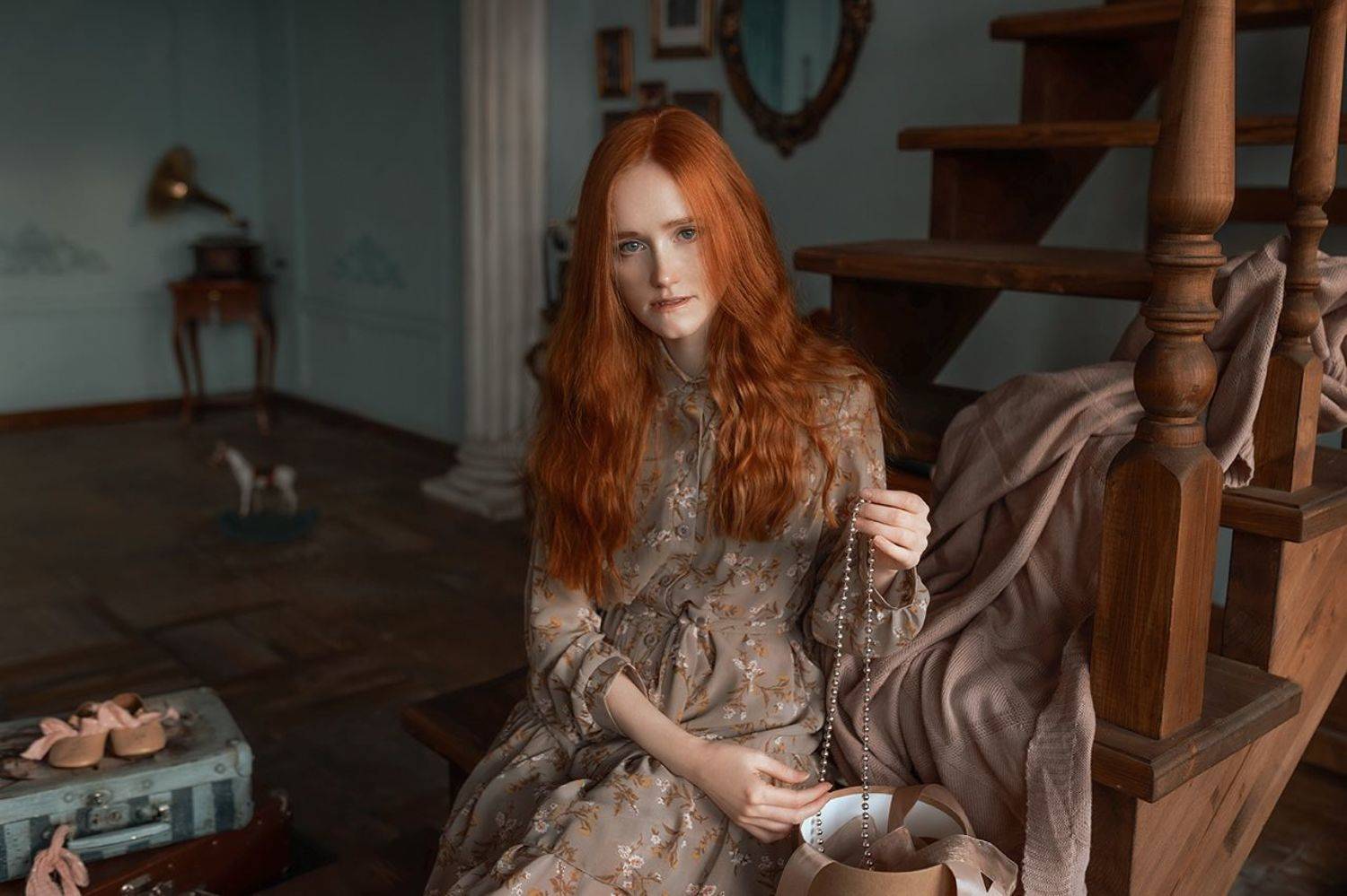 Марина. Автор: Сигат Екатерина винтаж, женский портрет, постановочное фото, художественное фото, портрет, рыжая, red, portrait, студийное, Сигат Екатерина