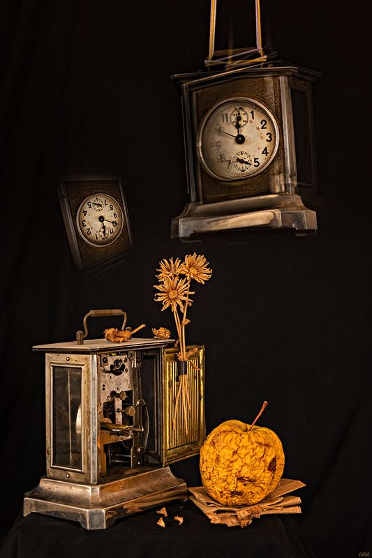 apple, black, clock, color, colors, concept, conceptual, editing, photography, still life, time, Time Will Tellphoto preview