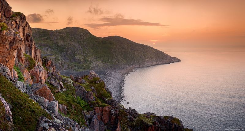 Barents Sea, Night, Seaside, Sunset, White nights, Баренцево море, Закат, Кольский, Побережье, Териберка Летние ночиphoto preview