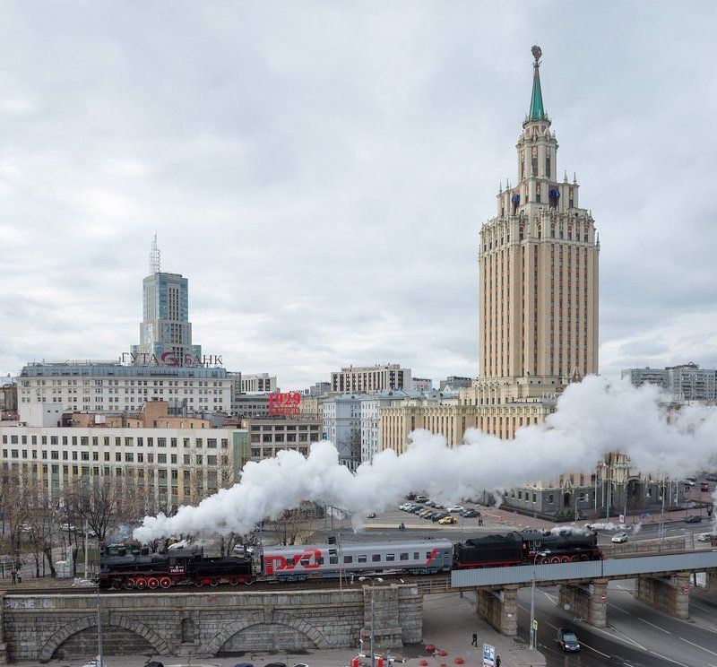 паровоз, поезд, рельсы, ретропоезд, ржд Моя Москваphoto preview