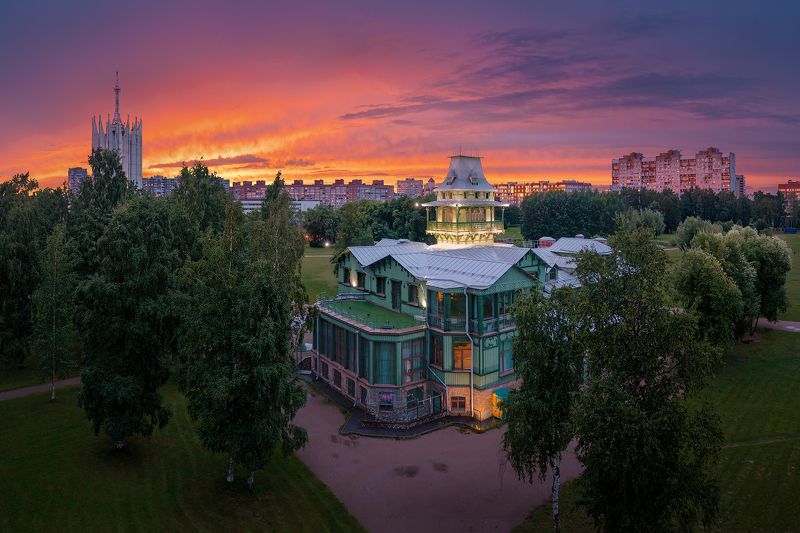Городской пезаж, архитектура, аэросъемка, закат, питер Дача Бенуаphoto preview