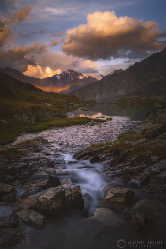 алтай, горный алтай , аккем, пейзаж, горы, долина семи озер Вечер в долинеphoto preview