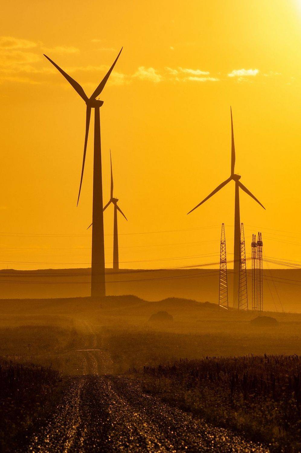 закат, вечер, свет, оранжевый, ветряки, экология, энергия, Арсен Алабердов