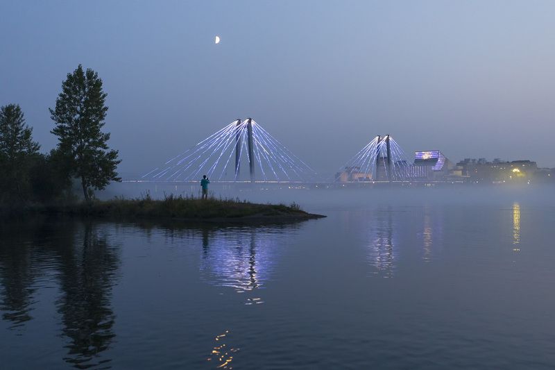 мост, ночь, город, луна, река, енисей, красноярск Ночной Енисейphoto preview