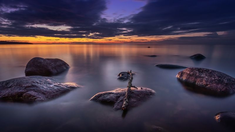 озеро, лето, россия, природа, небо, камни, закат Ладожское озероphoto preview