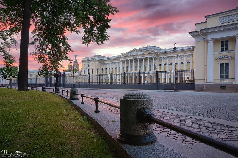 санкт-петербург, спб, питер, закат, русский, музей, михайловский, сквер, инженерная, улица Летний вечер у Русского музеяphoto preview