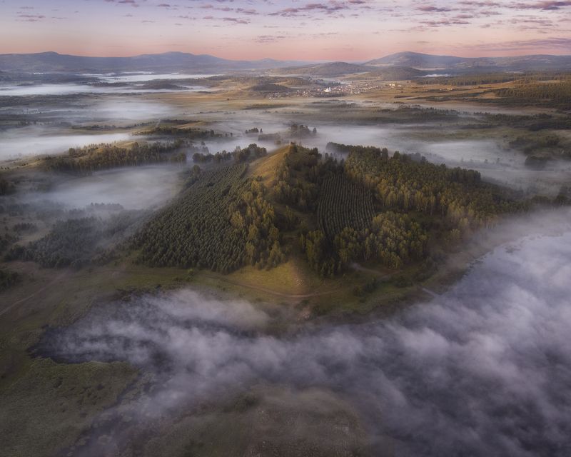 башкирия, туман, лето, озеро, рассвет Dawn on Lake Vorozheich / Рассвет на озере Ворожеичphoto preview