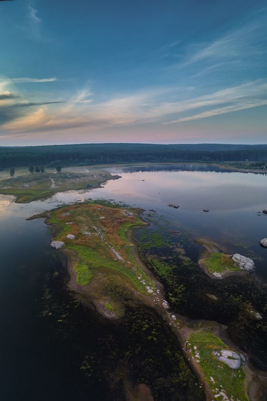 озеро камни урал пейзаж утро остров туман Уральско еутроphoto preview