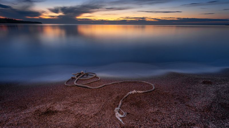 озеро, природа, небо, закат, ночь, вода, песок Ладожское озероphoto preview