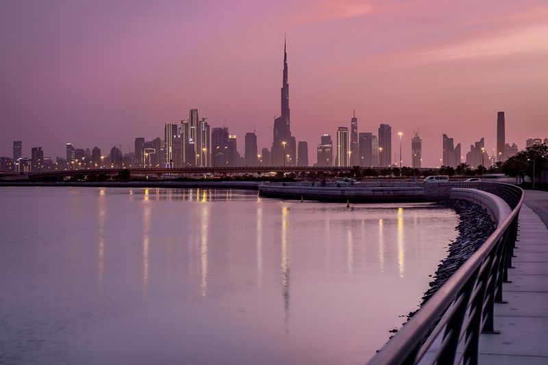 uae, dubai, middle east, burj khalifa, city, skyline Pink Dubaiphoto preview