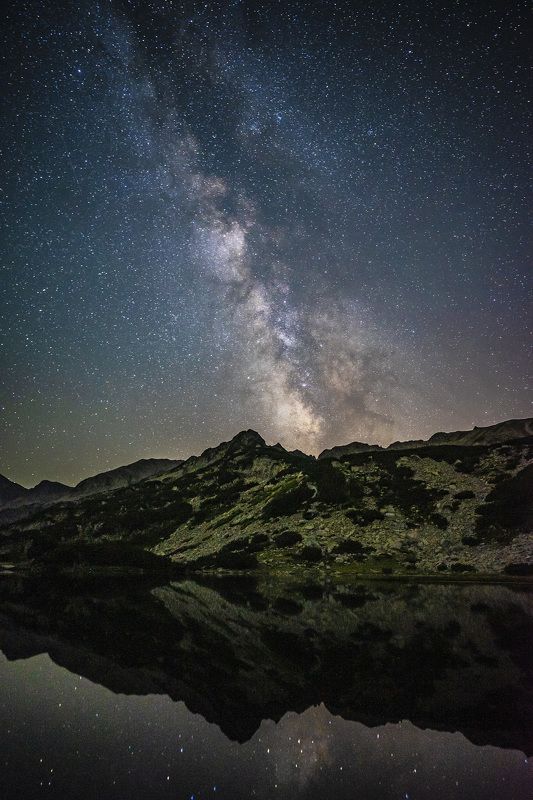 landscape nature vertical hiking night Milky way over Muratovo lakephoto preview