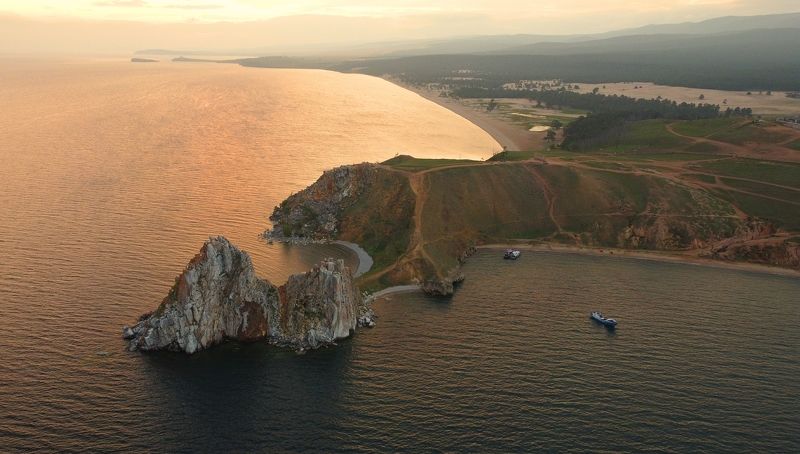 island, lake, sea, sunrise, dawn, sky, morning, rock, nature, landscape, horizon, summer, shore, relief Morning for the Shamanphoto preview