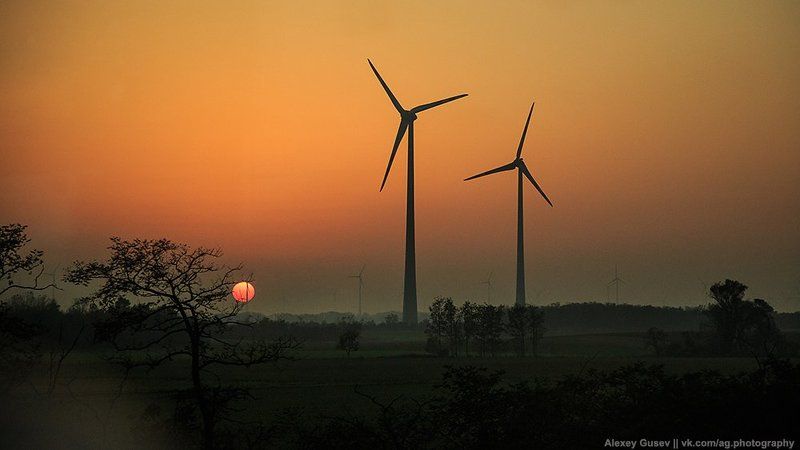 evening, sun, sunset, tree, windmill, закат Sunset tripphoto preview