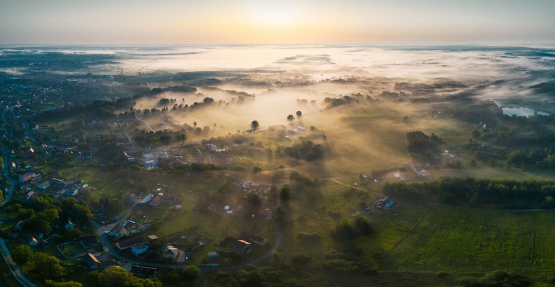 dji, drone, landscape, sunrise, town, nature Foggy dayphoto preview