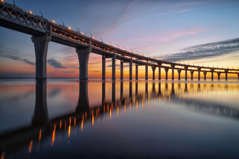 город вечер море залив мост Над заливомphoto preview