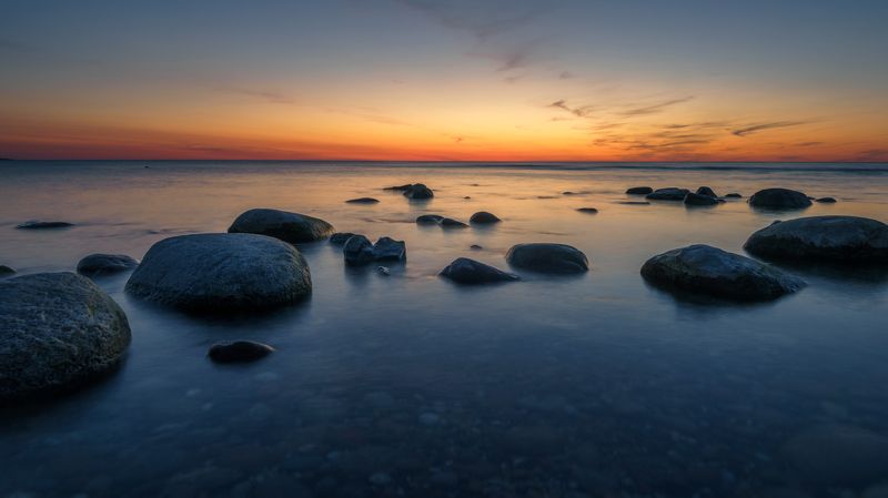 ночное море, балтийское море, штиль, закат *photo preview