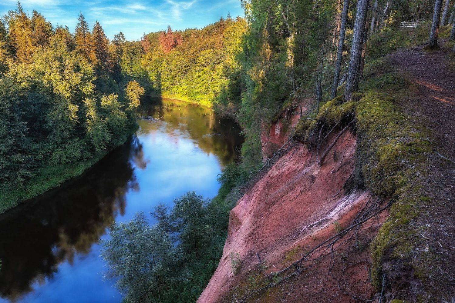 скала высота гора река солнце август вечер песок лес небо, Скороходов Константин