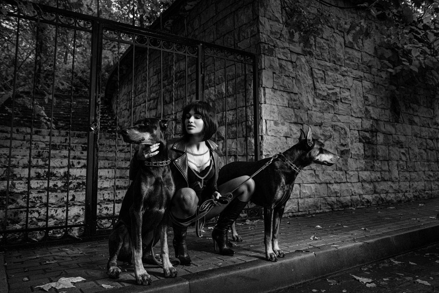 Девушка с доберманами. Автор: Артамонов Сергей , Артамонов Сергей