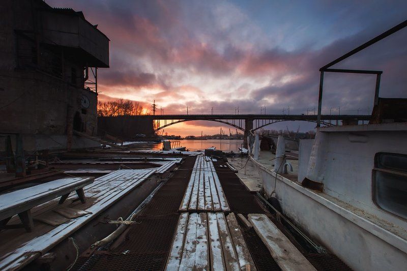 Закат, Мост, Река, Самара закат над Самаркойphoto preview