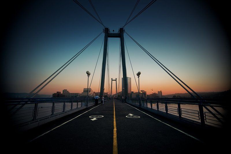 Вантовый, Вечер, Виньетка, Город, Енисей, Закат, Красноярск, Мост, Ночь, Пейзаж, Пешеход, Прогулка, Река, Сибирь Красноярск 23:00photo preview