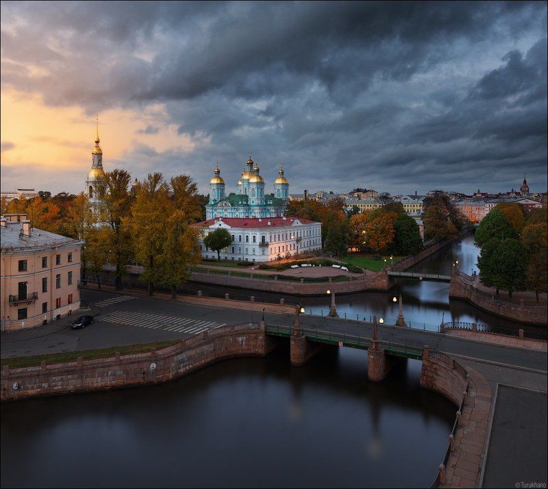 Закат, Мосты, Никольский, Осень, Санкт-Петербург, Собор Осенний Никольскийphoto preview