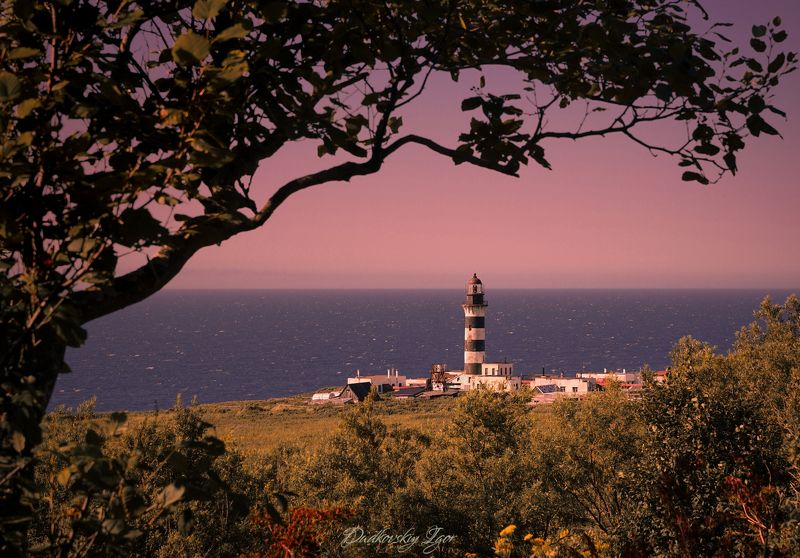 Маяк,  Пейзаж,  Сахалин,  природа,  закат Маяк на мысе Ламанон  фото превью
