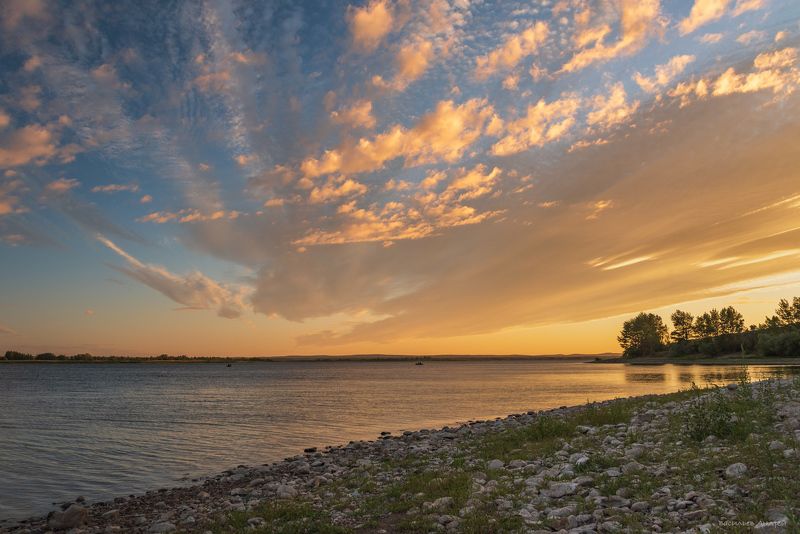 лето, вечер, закат, ириклинское водохранилище, оренбургская область Закат на Ириклеphoto preview