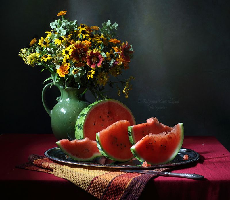 натюрморт, лето, арбуз Августовский арбузphoto preview