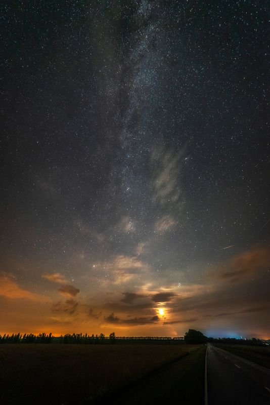 млечный путь, ночь, звёзды, восход луны, Восход луны.photo preview