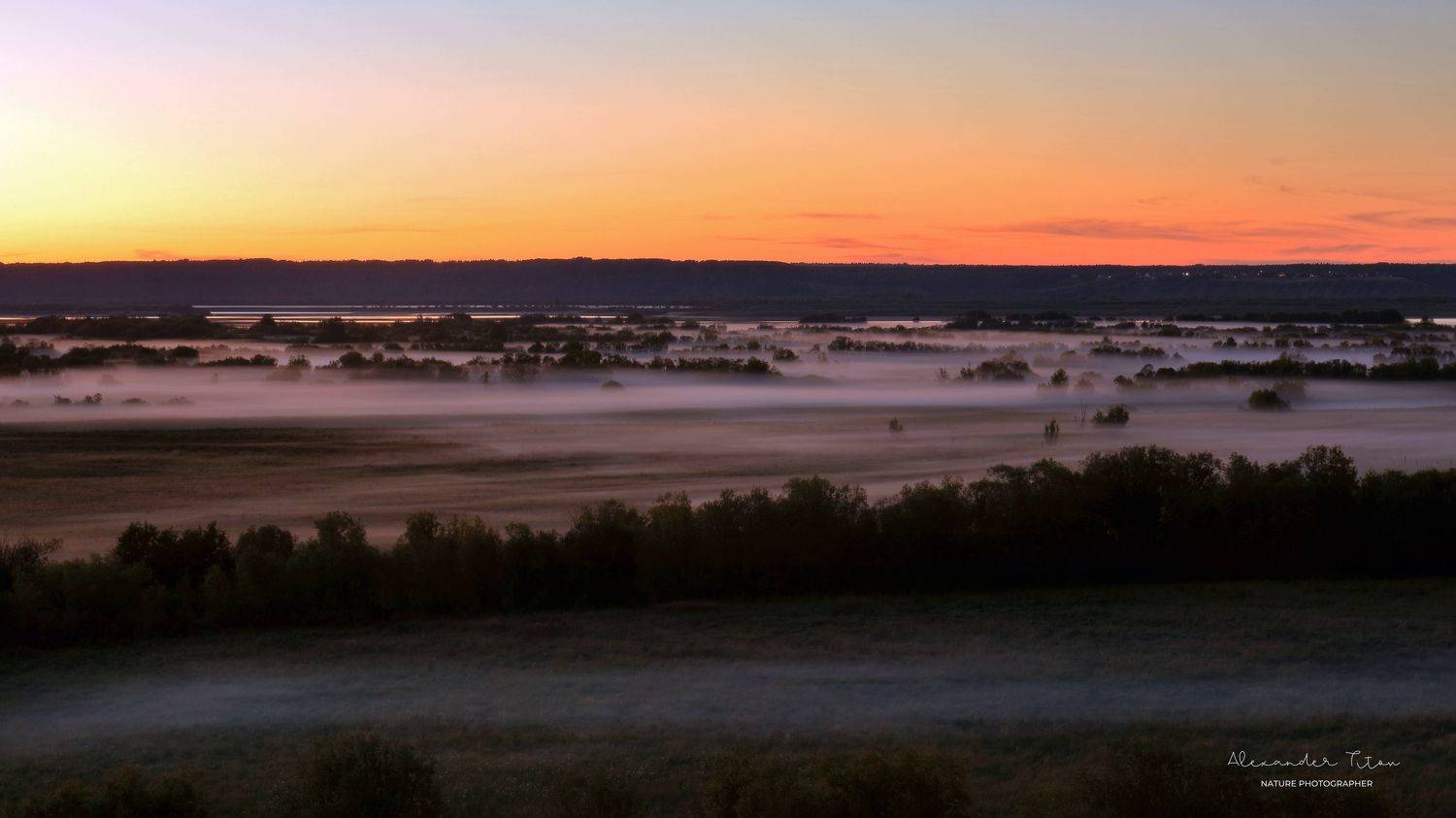 Вечерний туман. Автор: Титов Александр вечер, природа, туман, закат, небо, север, Титов Александр