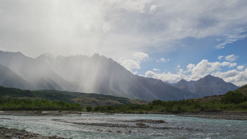 пейзаж, Алтай, горы, небо, дождь, река, природа, landscape, mountains, Altay, river, sky, clouds, rain, nature ***photo preview