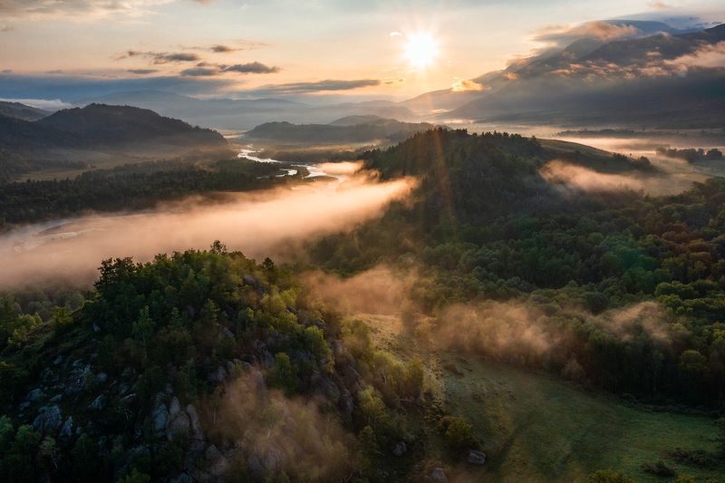 алтай, бухтарма, казахстан, красиво Алтайский рассветphoto preview
