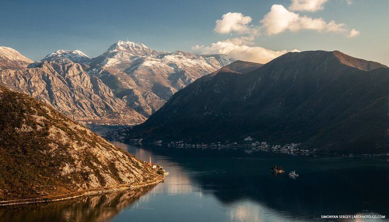 Боко-которская, Бухта, Горы, Европа, Залив, Снег, Черногория Боко-которская бухтаphoto preview