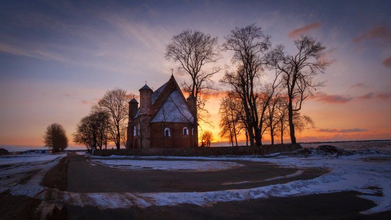 2013, Готика, Закат, Март, Сынковичи, Храм, Церковь Крепость в Сынковичахphoto preview