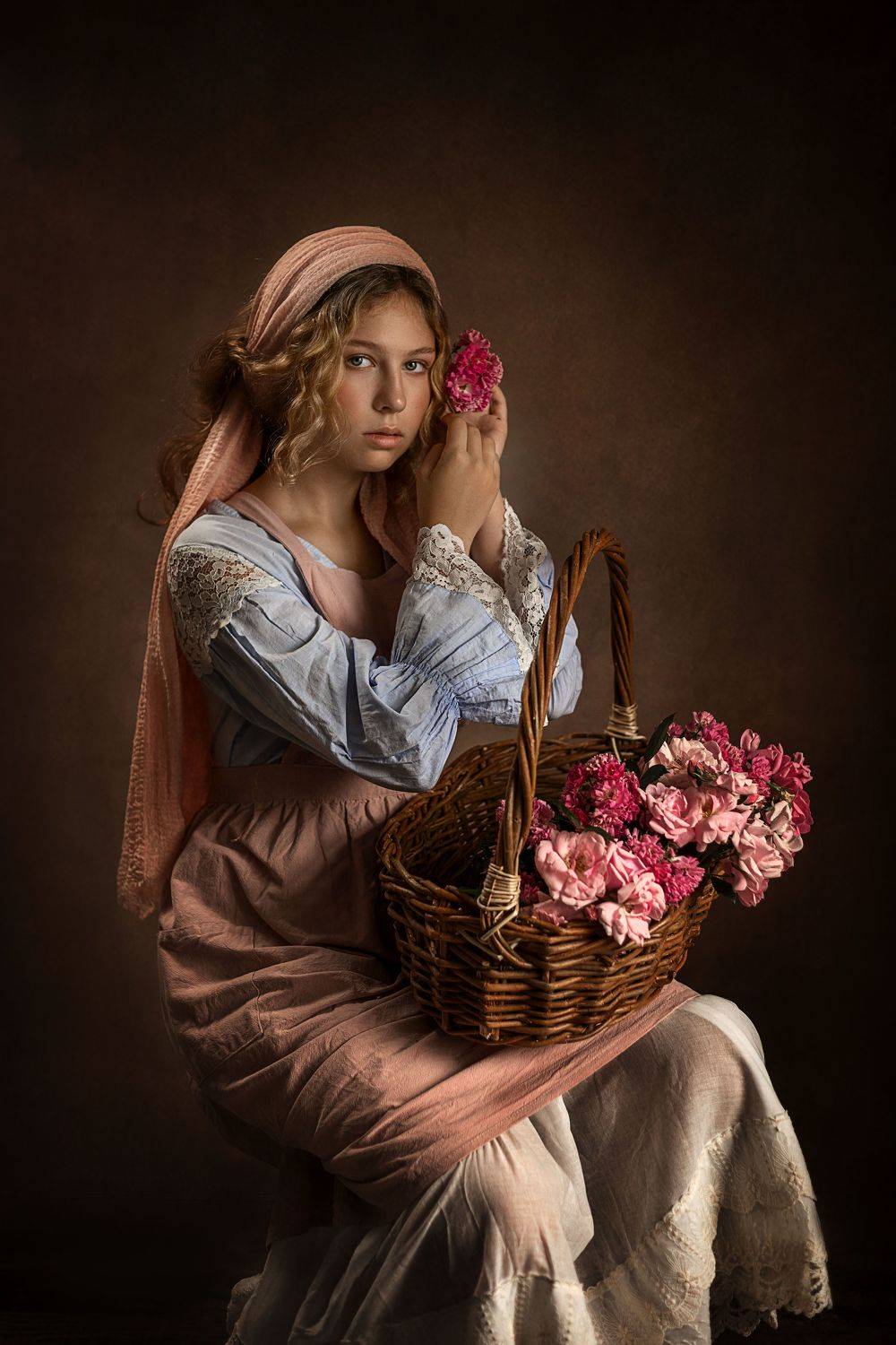 портрет, детский портрет, девушка, женский портрет, детский портрет, девушка с цветами, Елена Чернигина