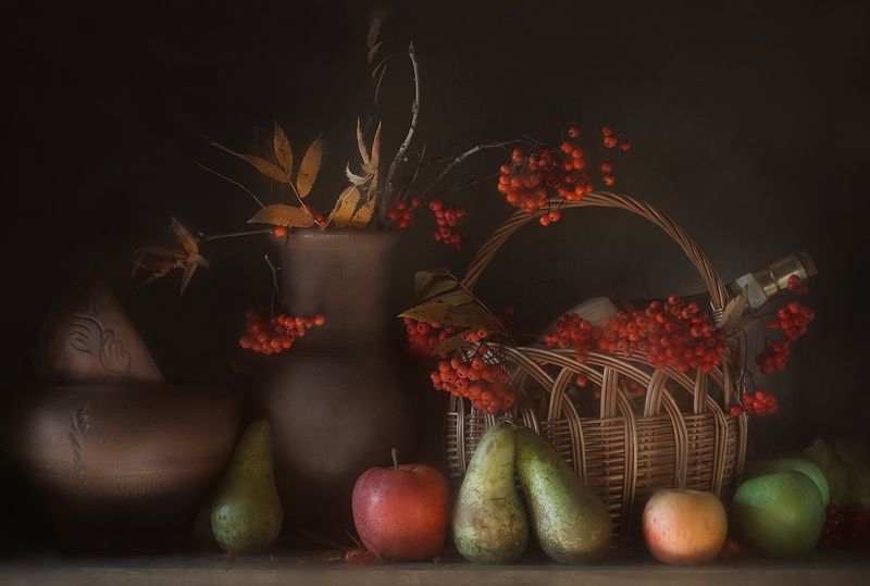 рябина натюрморт фрукты посуда Рябиновый фото превью
