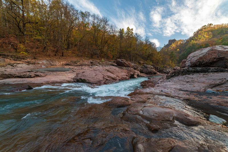 осень, река белая, гранитный каньон, адыгея photo preview