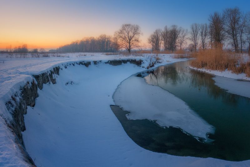 зима, вечер, река, снег, winter, evening, river, snow Зимний вечерphoto preview