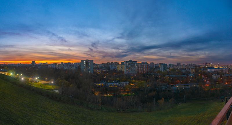 город, вечер, сумерки, огни, подсветка, холм, нагорная, кант На склоне дняphoto preview