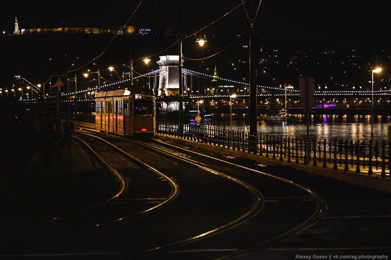 budapest, city, night, tram City at nightphoto preview