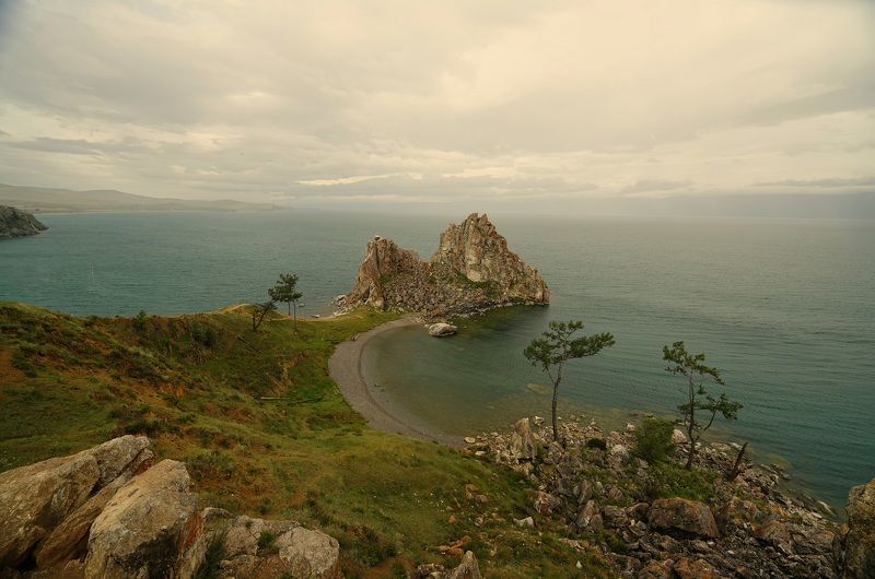 island, lake, sea, sunrise, dawn, sky, morning, rock, nature, landscape, horizon, summer, shore, relief Morningphoto preview