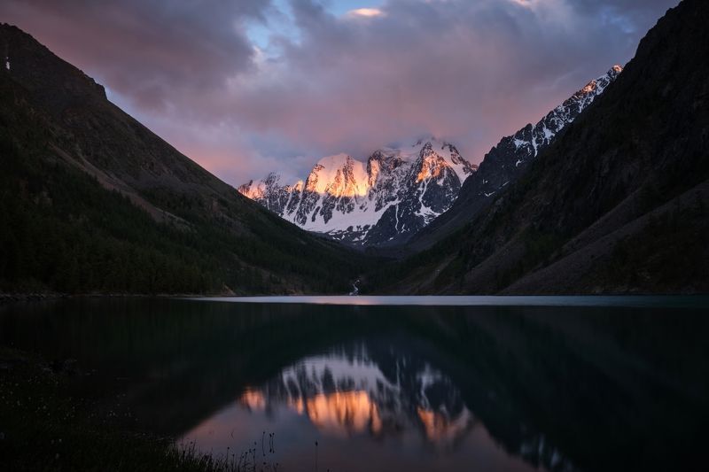 республикаалтай, алтай, шавлинскиеозёра, нижнеешавлинскоеозеро Отражение закатаphoto preview