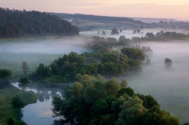 крапивенское городище, рассвет, туман, река корень Перед рассветомphoto preview