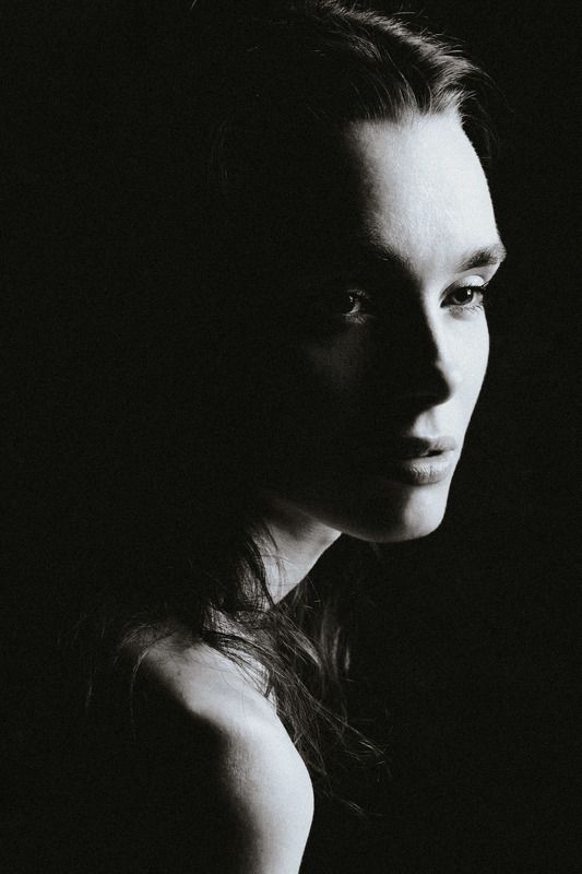 портрет, черно-белое, женщина  фото превью